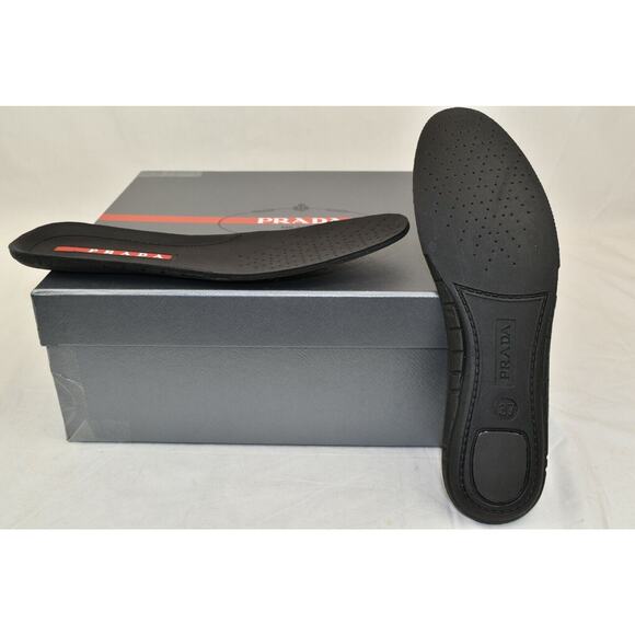 NIB PRADA 3E6322 PINK NYLON WHITE PATENT LEATHER LOW TOP STRAP SNEAKERS 37.5 - Picture 10 of 11